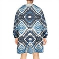 thumbnail image 2 of Wearable Oversized Blanket,Blue Geometric Pattern Wearable Blanket Hoodie for Adults,Cozy Hooded Blankets with Super Pockets,Super Warm Fuzzy Pullover for Women & Men, 2 of 6