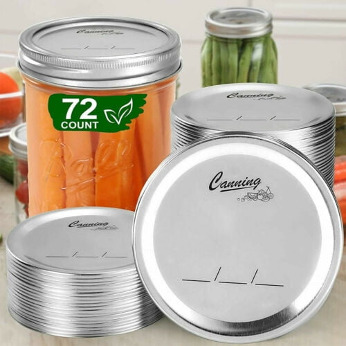 JLLOM 72-Count Canning Lids Regular Mouth For Mason Jars Ball Kerr Jars Supplies 70Mm