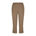 thumbnail image 5 of TAGOLD Womens Summer Capris High Waist Solid Color Stretchy Yoga Legging Lace Cropped Pants, 5 of 5