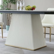 Montary 7 Piece Dining Room Set, Modern Dining Table and Chairs Set, Sintered Stone Dining Table Set for 6, White Marble Dining Table with 6 Chairs for Kitchen, Dining Room