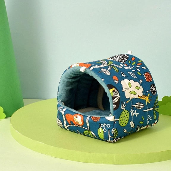Cartoon Pattern Guinea Pig Cave House Bed, Rabbit Squirrel Chinchilla Hamster Hedgehog Nest Hideout, Small Animals Cage Warm Supplies