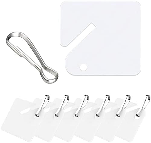 Tekola 100 Pcs Key Tags White Plastic Hanging Tags with Metal Snap Hooks, Tags for Slotted Key Cabinets Boxes Lockers Sturdy Frosted Item Identifiers for Home Office and Garage