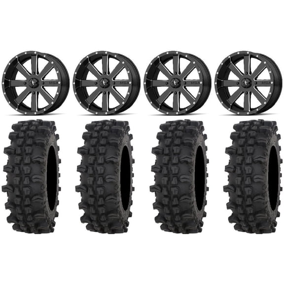 MSA Milled Flash 20" Wheels 33" ACP Tires Kawasaki Teryx Mule
