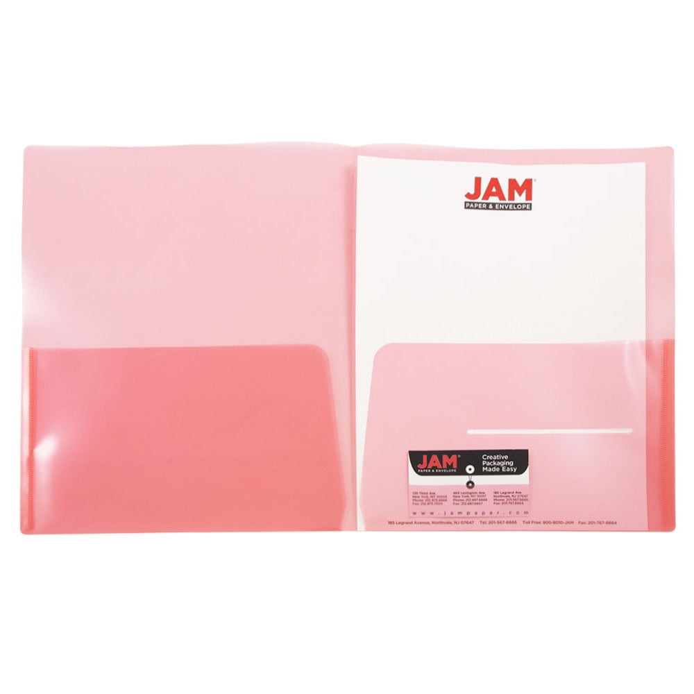 JAM Plastic Regular Weight Folders, Red, 6/Pack, Two Pocket
