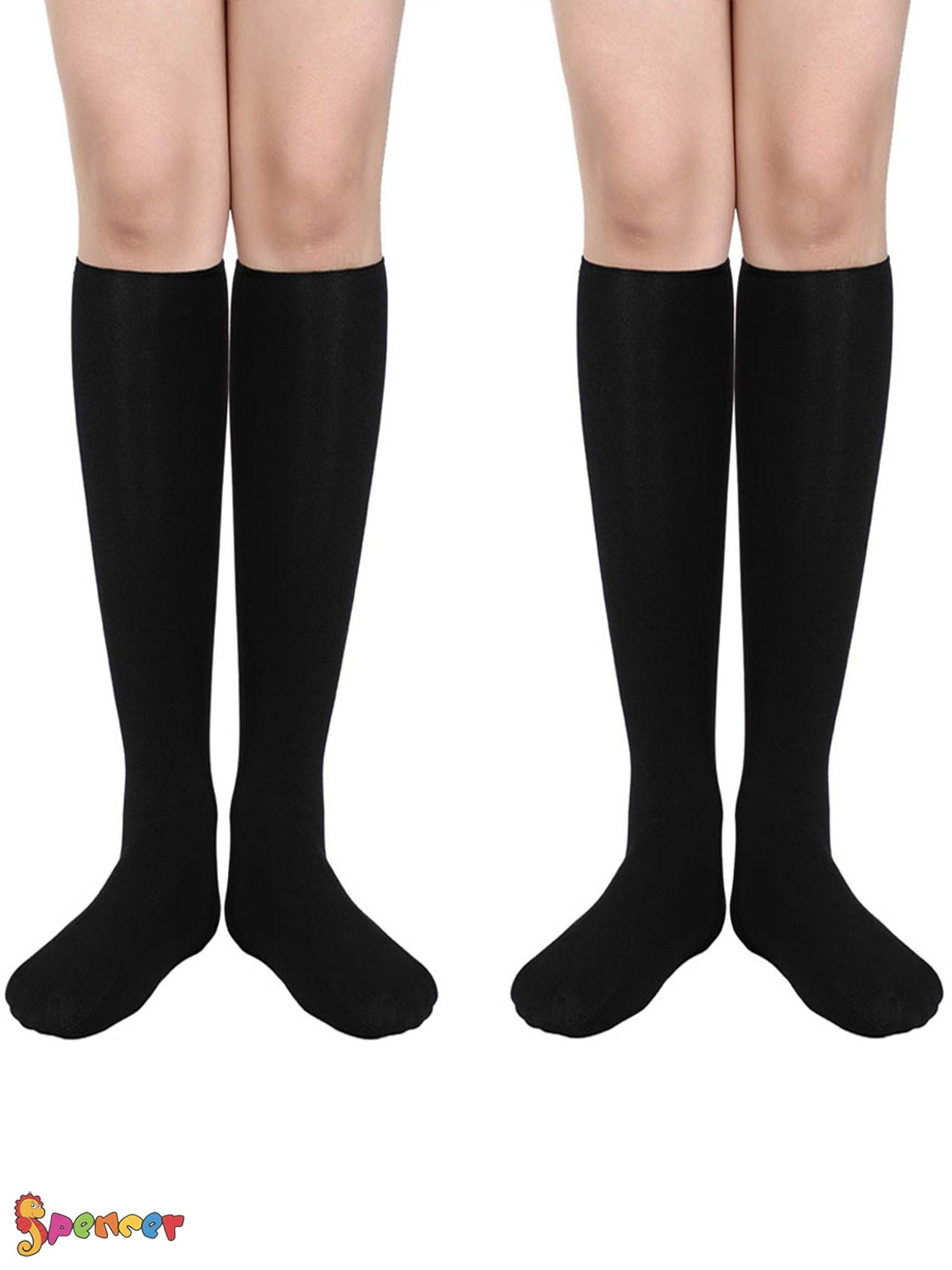 petticoat Appal Motel Spencer 2 Pairs Women's Opaque Plush Fleece Lined Knee High Socks Winter  Warm Crew Boots Trouser Socks "Black" - Walmart.com