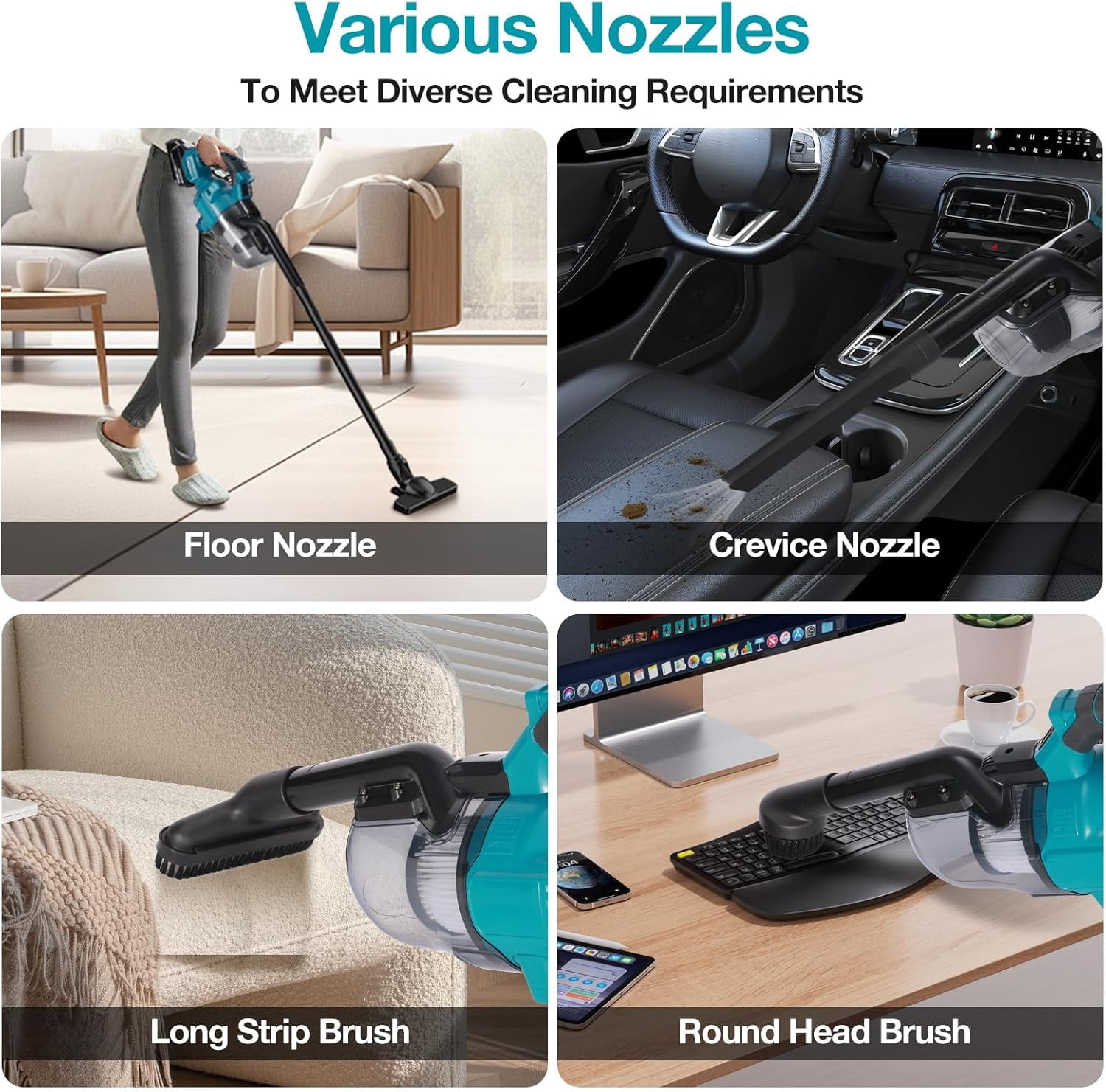 Handheld Cordless Vacuum Cleaner for Makita 18V Battery, Portable Wireless Power Vacuum Cleaner, 4 Multi Nozzle, 2 HEPA Filter, Lightweigt Vacuum for Home Pet Hair, Car (Battery NOT Include)