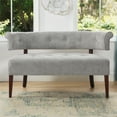 thumbnail image 3 of Jennifer Taylor Home Jared Roll Arm Tufted Polyester Fabric Bench in Silver Gray, 3 of 11