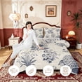 thumbnail image 3 of Erosebridal Navy Vintage Damask Full Size Comforter Sets,Cream Ornate Floral Bedding Comforter Set,3pcs,1 Comforter and 2 Pillowcases,Light Gray Reversible, 3 of 7