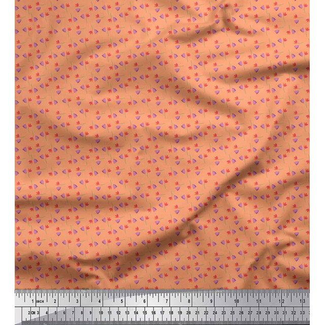 Soimoi Viscose Chiffon Fabric Flower Artistic Print Fabric by Yard 42 Inch Wide