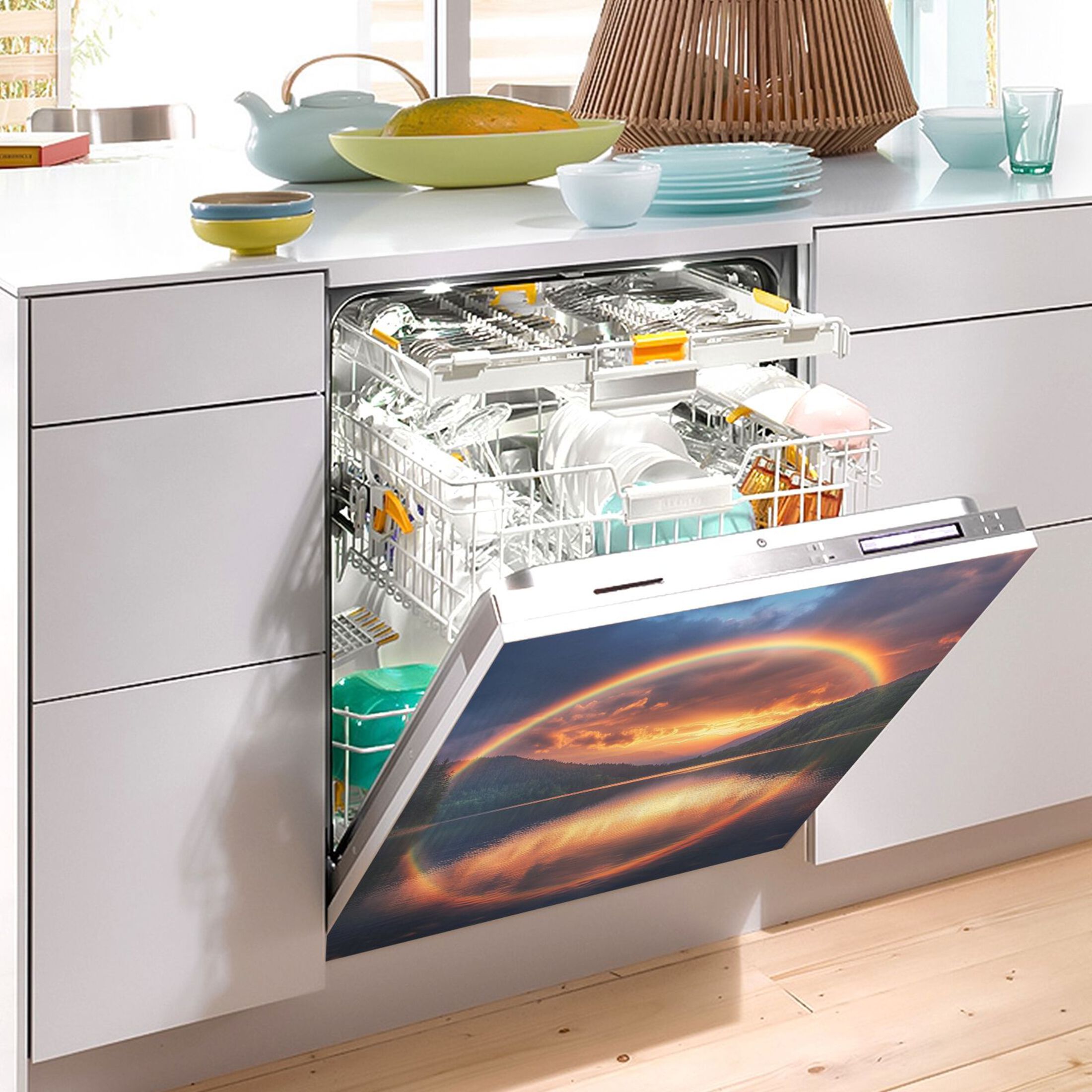 Dishwasher Magnetic Sticker 23x26 Inch Refrigerator Magnetic Sticker Washing Machine Magnetic Sticker Kitchen Panel Magnetic Sticker Home Decor Super Cool Rainbow