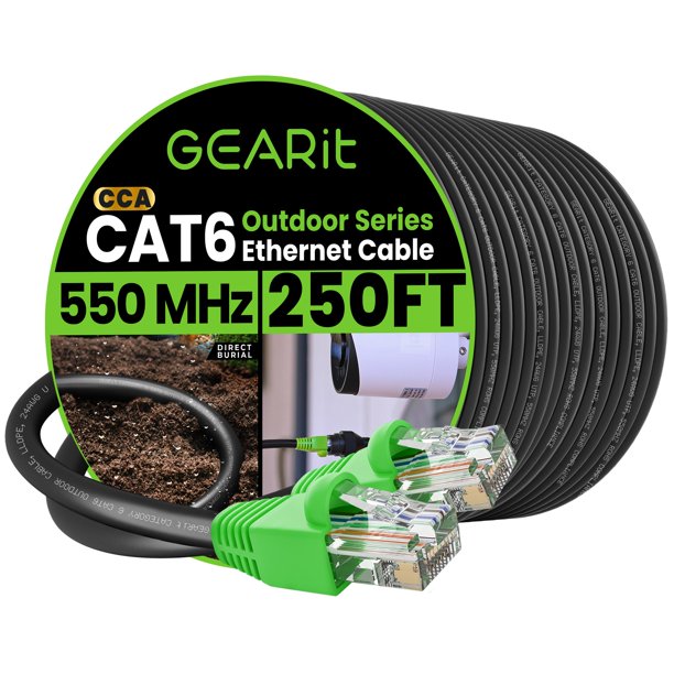 Cable de conexión Ethernet GearIt RJ45 Cat-6 de 10 Gbps y 76,2 m, negro