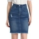 thumbnail image 1 of Falda Vaquera Midi Básica Desgastada De Cintura Alta Con Dobladillo Rasgado Y Lavado Para Mujer Azul vaquero S, 1 of 5