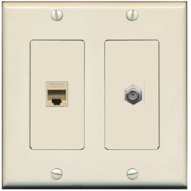 RiteAV 1 Port Coax Cable TV FType 1 Port Cat6 Dual Gang