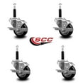 thumbnail image 2 of 3 Inch Black Poly Swivel 3/4 Inch Expanding Stem Caster Set with Brake SCC, 2 of 2