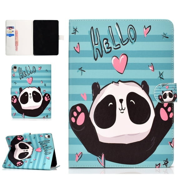 iPad Pro 11-inch 2018 Stand Case, Allytech Pretty Pattern Smart Thin Book Style Folio Wallet Cover with Auto Wake Sleep Feature for New iPad Pro 11-inch 2018 Release Tablet, Hello Panda
