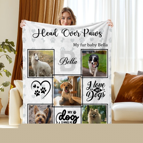 Style2, variant on JML USA Custom Pet Flannel Blanket - Personalized Photo & Text Throw, Multiple Sizes, Lightweight & Wrinkle-Resistant, 2nd day shipping