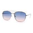 thumbnail image 5 of Mens Classic Double Bridge Rectangular Metal Rim Mobster Sunglasses Silver - Blue Pink, 5 of 7