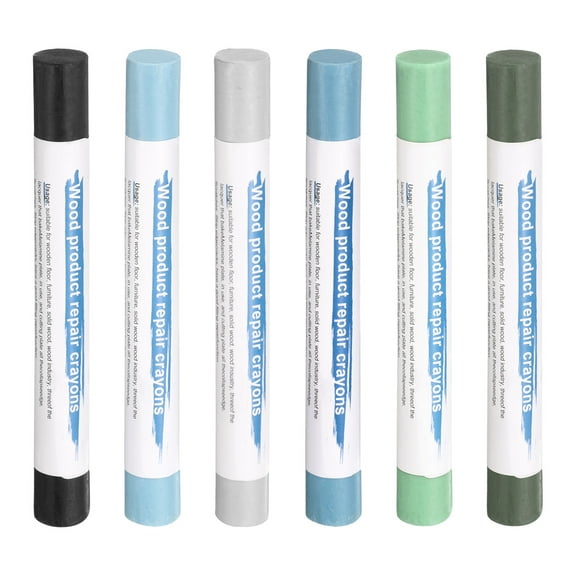 Uxcell Wood Filler Sticks 6 Colors Wooden Wax Touch Up Furniture Repair Crayons for Light Blue, Turquoise, Light Avocado, Dark Blue, Earth Yellow, Light Blue