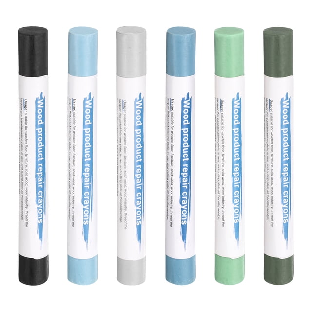 Uxcell Palos de Relleno de Madera 6 Colores Ceras de Reparación de Muebles para Azul Claro, Turquesa, Aguacate Claro, Azul Oscuro, Amarillo Tierra, Azul Claro