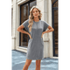 thumbnail image 5 of Vestido Camisero de Verano para Mujer, Informal, con Mangas , Cuello Redondo, Holgado, Minivestido Gris XL, 5 of 10