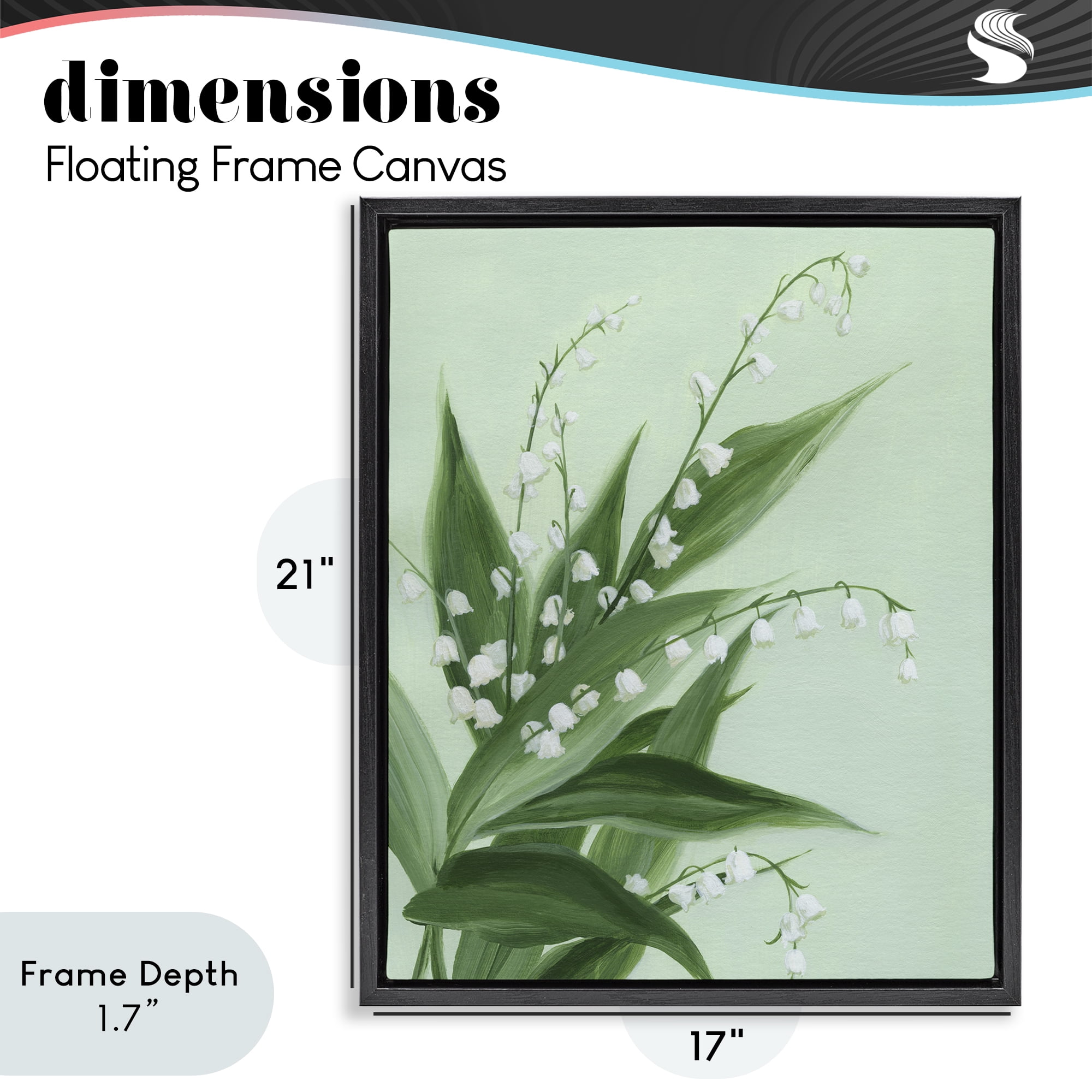 Stupell Industries Verdant Lily Of Valley Black Framed Floater Canvas Wall Art, design by Grace Popp