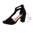 thumbnail image 7 of Rokment Black High Heels Dressy Sandals for Women Ladies 2026 Summer Fashion Casual Suede Open Pointed Toe Chunky Block Heeled Ankle Strap Strappy Dress Sandals C Size 9, 7 of 7
