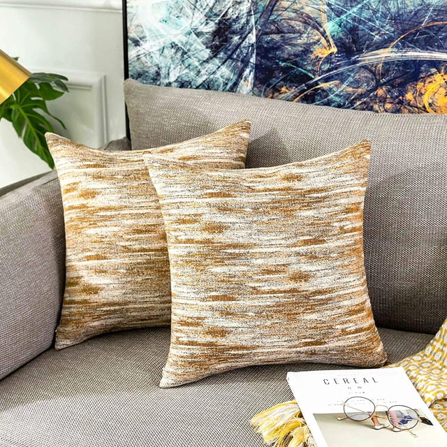 fundas de almohada decorativas para cama, rectangulares, coloridas, con acento lumbar, para sala de estar, 45 x 45, color amarillo
