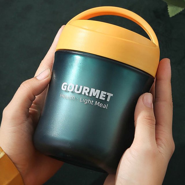 Bocal Alimentaire Isolé en Acier Inoxydable pour Aliments Chauds Contenant Isotherme à Soupe Isolé sous Vide avec Cuillère Poignée de Transport 500ml Récipient Alimentaire Boîte à Lunch pour Enfants Adultes École Bureau Pique-Nique Voyage
