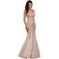 thumbnail image 3 of Sleeveless Double V-Neck Long Mermaid Sequin Formal Evening Dresses, 3 of 6