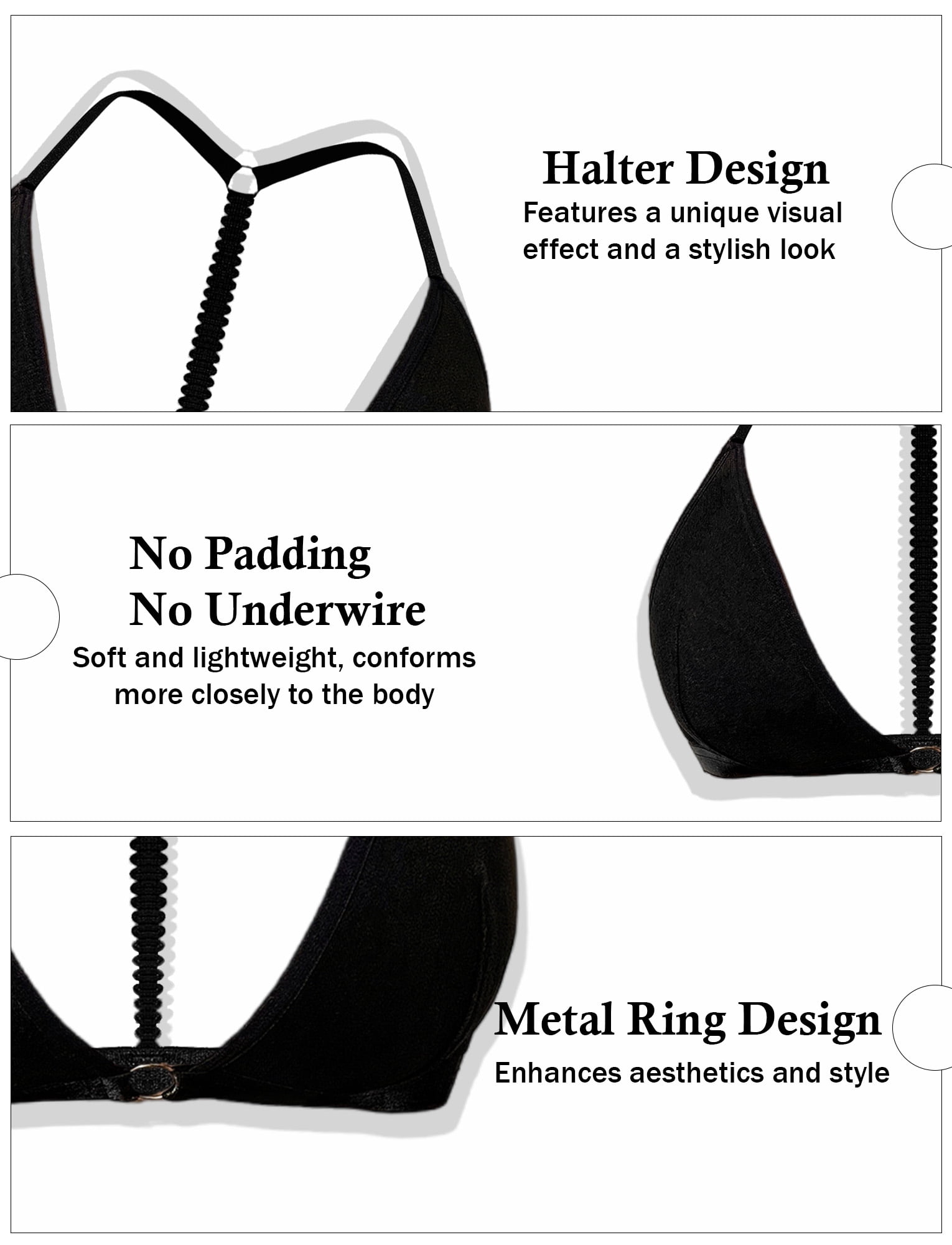 Women 2 Piece Triangle Bras V Neck Wireless Bra Tops No Padded Low Cut Plunge Bra Seamless Wireless Sexy Bra Wire Free Spaghetti Strap Bra Underwear