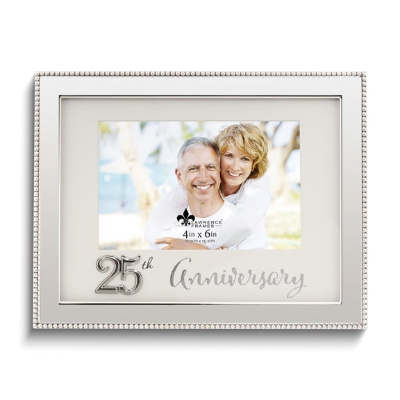 Silver-tone Beaded 25th Anniversary 4x6 Photo Frame