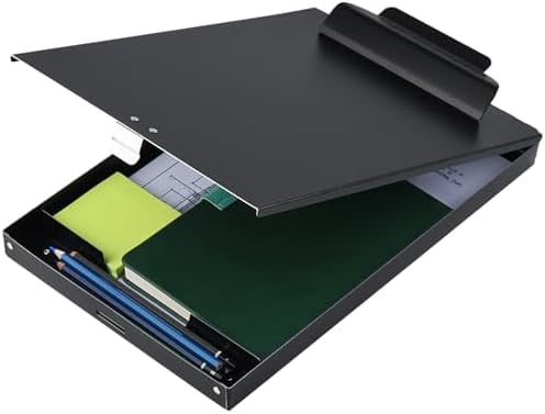 Tekola Recycled Aluminum Storage Clipboard, Clipboard Box, Form Holder, Suitable for School, Office, Jobsite or Medical Staff, 9.25 x 13.78 Inches, Black