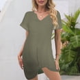 thumbnail image 2 of Vestido de punto para mujer - Vestido corto de playa con cuello en V y manga corta para piscina/fiesta en la playa, 2 of 4