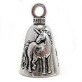 thumbnail image 2 of guardian mythical unicorn motorcycle biker luck gremlin riding bell or key ring, 2 of 6