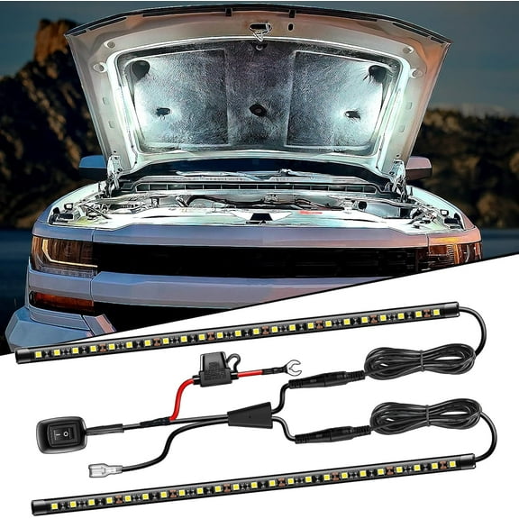 Nilight 2PCS Under Hood LED Light Strip 40cm Waterproof Engine Bay Work Light with Auto/Manual Switch 12V for Car Truck