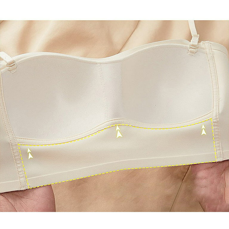 Strapless Bras for Women Low Wire Less Convertible Spaghetti Strap Seamless  Sleeping Lette Wireless Push up Bra for Womens White 80/36