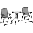 thumbnail image 1 of Folding Outdoor Bistro Set, Patio Table and Chairs with Reclining Backrest and Round Dining Table, Grey, 1 of 7