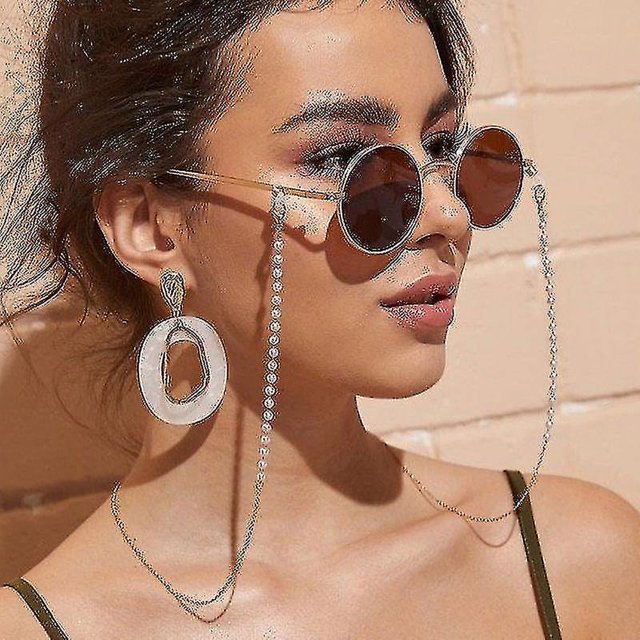 Ays Fashion Cadena de Anteojos Perla de imitación con Cuentas Mujeres de Moda Fuera de Gafas de Sol Casuales Accesorio Collar Máscara de Regalo Cuerda Colgante