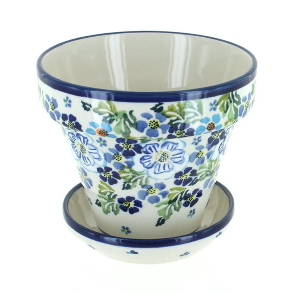 Blue Rose Polish Pottery Vintage Violet Small Flower Pot