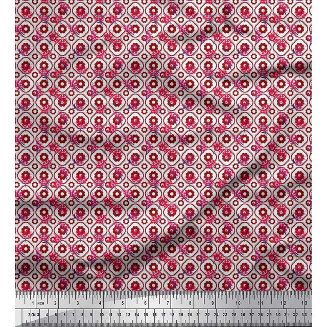 Soimoi Poly Georgette Fabric Flower Watercolor Printed Fabric 1 Yard 52 Inch Wide