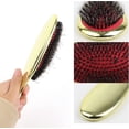 thumbnail image 4 of Cepillo para extensiones de cabello, masajeador, profesional, desenredante, cerdas naturales, cojín, cepillo de nailon, peine ovalado, antiestático, Beauty Works, dorado, 1 unidad, 4 of 5