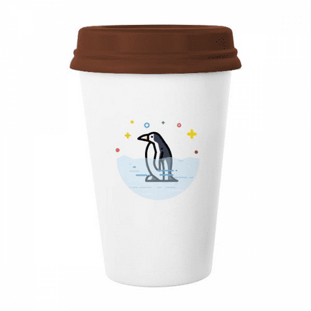 

Animation Penguin Lovely Sign Mug Coffee Drinking Glass Pottery Cerac Cup Lid