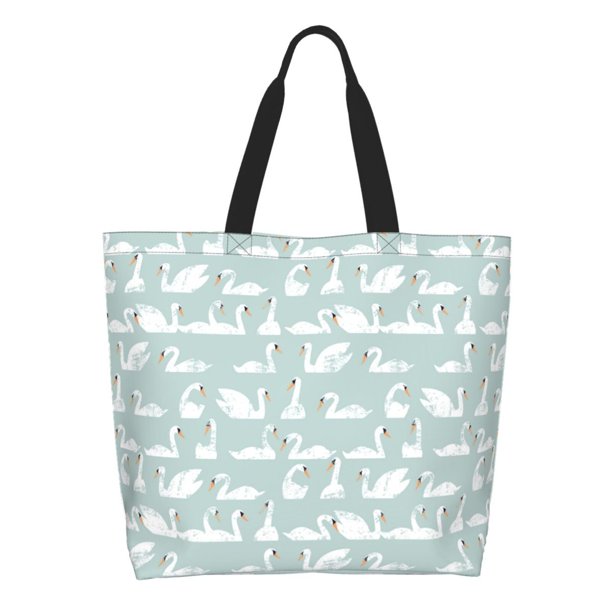 Disketp White Swan Bolsa Tote Estampada para Mujer, Bolso de Hombro y de Mano para Compras y Viajes