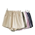thumbnail image 2 of Pantalones cortos de lino y algodón de cintura alta para mujer, de verano, con cintura elástica, holgados, informales, de lino, adelgazantes, estilo coreano, pantalones de pierna ancha y finos de, 2 of 5