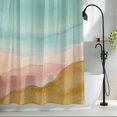 thumbnail image 2 of Abstract Beach Shower Curtain, Watercolor Teal Pink Brown Gradient Landscape Waterproof Shower Curtain Set with 12 Hooks Lightweight Bath Curtains Fabric Bathroom Decor 72x78 Inches, 2 of 9