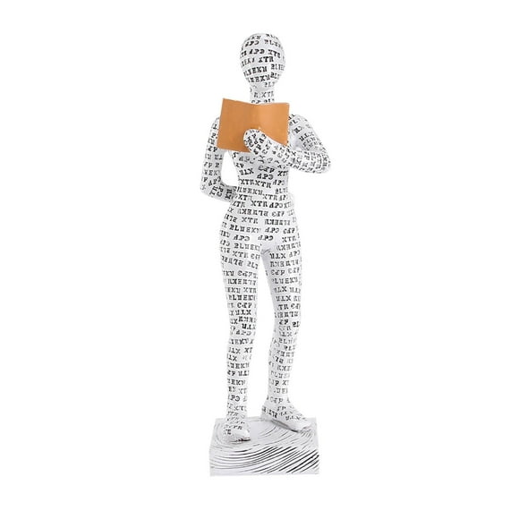 Reading Woman Resin Figurine - Durable Resin, Abstract Design - Book Stand/Shelf Decor - For Book Lovers, Home/Desktop Ornament