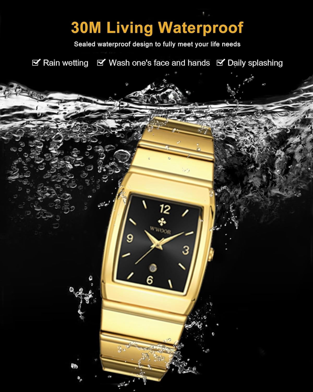 Square Watch for Men and Women - Stainless Steel With Date - Casual Men's Watches
