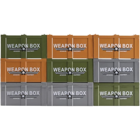 9 Pcs Weapons Case for Military Toy Building Block, Military Transit Crate War Scenario Module for Minifigure Soldier Army Equipment
