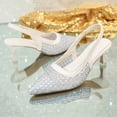 thumbnail image 5 of Miluxas Womens Lace Mesh Slingback Heels Closed Pointed Toe Wedding Pumps Kitten Heel Bridal Dress Shoes Beige 9(42), 5 of 9