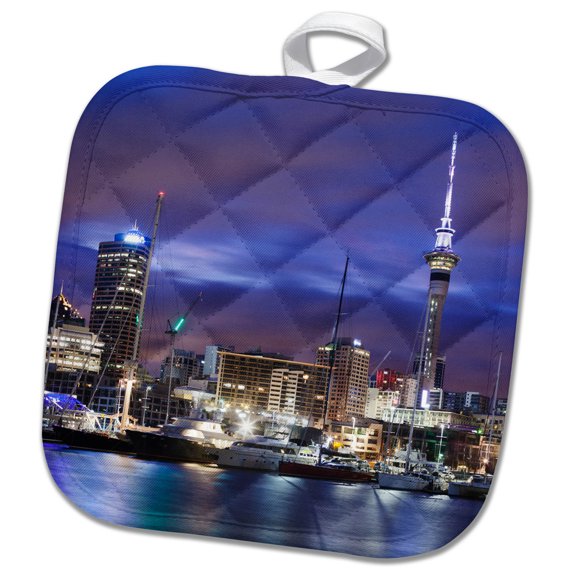 3dRose, New Zealand, North Island, Auckland. Viaduct Harbor, 8x8 Potholder